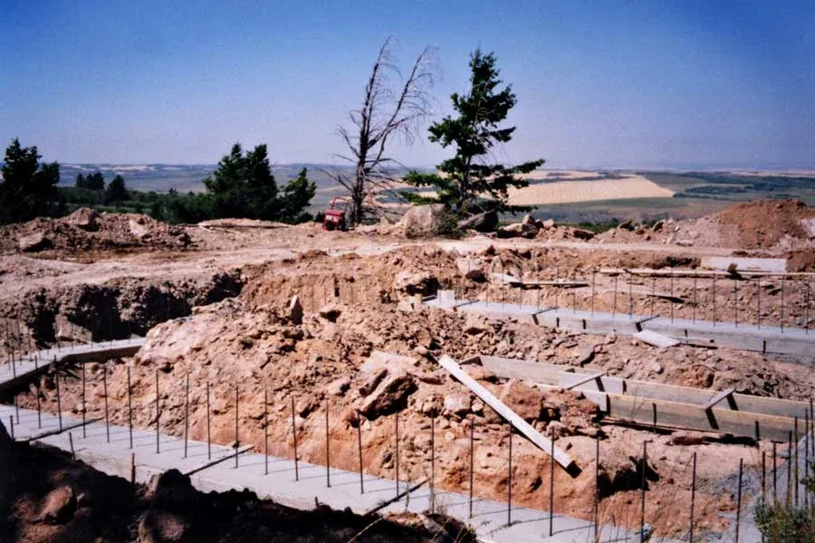 The lodge foundation forms in 2005, before the first logs went up