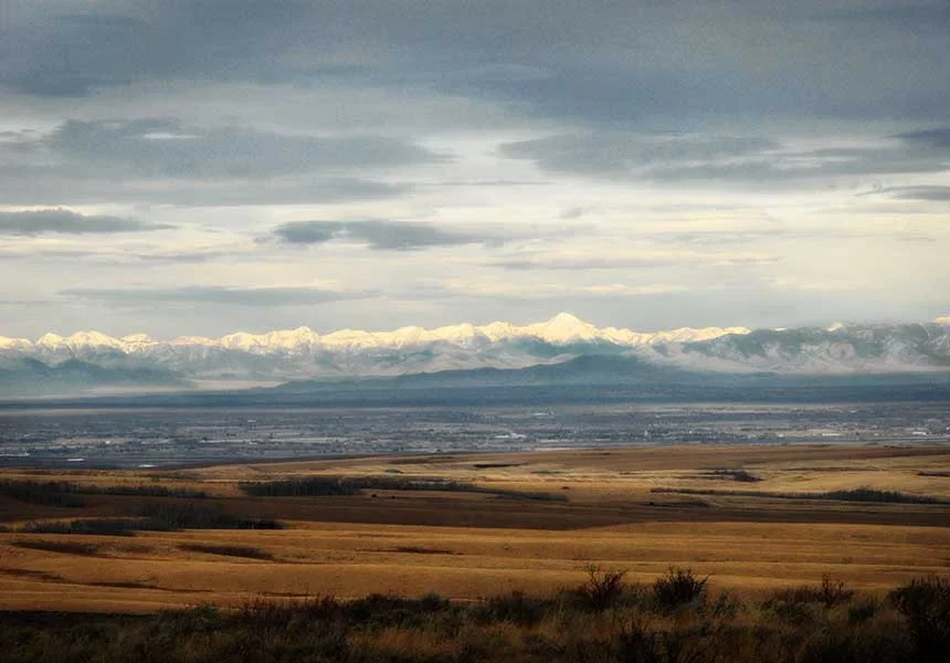 The upper Snake River Valley seen from the ranch, with the Teton Range on the horizon